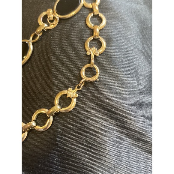 1960's Admark Set 15" Necklace 8" Bracelet Earrings 1-20 12KGF Gold Tone Onyx - Picture 3 of 6
